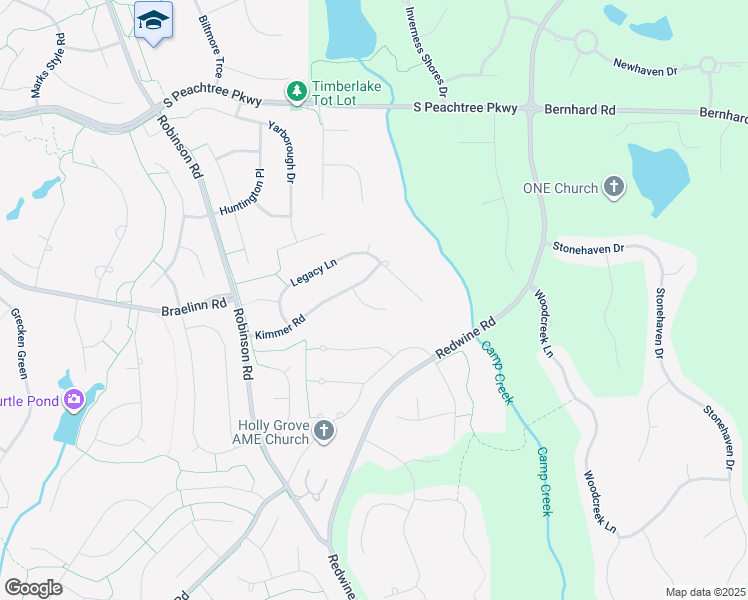 map of restaurants, bars, coffee shops, grocery stores, and more near 205 Pinnacle Court in Peachtree City