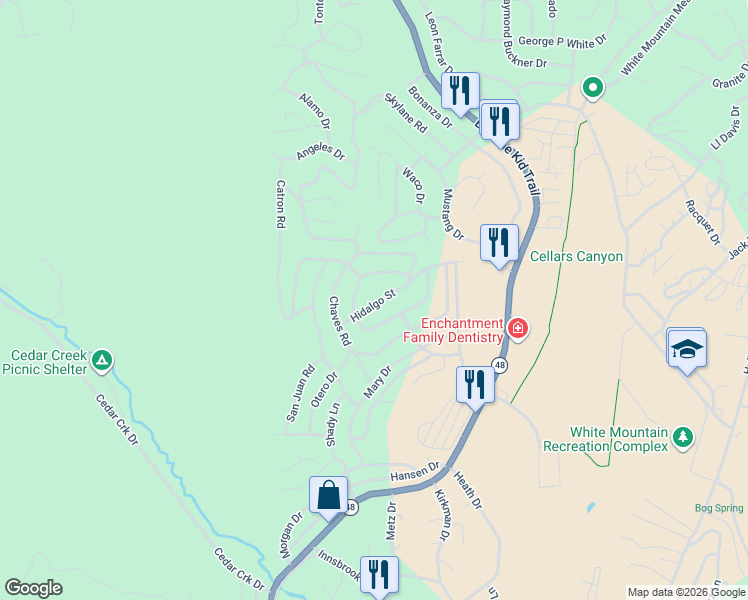 map of restaurants, bars, coffee shops, grocery stores, and more near 209-211 Hidalgo St in Ruidoso