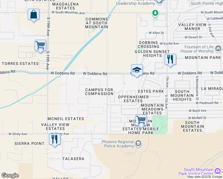 map of restaurants, bars, coffee shops, grocery stores, and more near in Phoenix