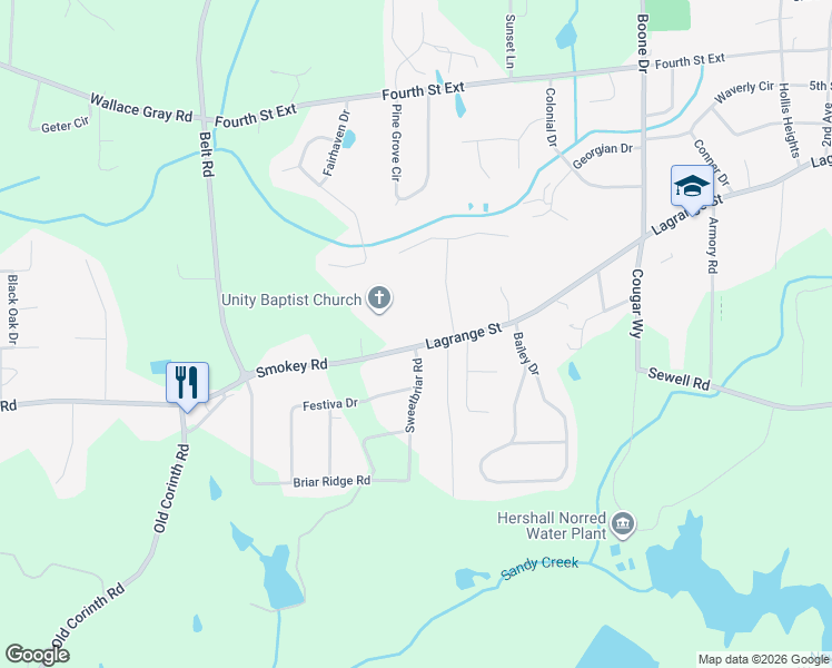 map of restaurants, bars, coffee shops, grocery stores, and more near 307 Lagrange Street in Newnan