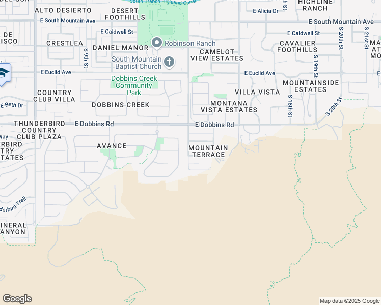map of restaurants, bars, coffee shops, grocery stores, and more near 1402 East La Mirada Drive in Phoenix