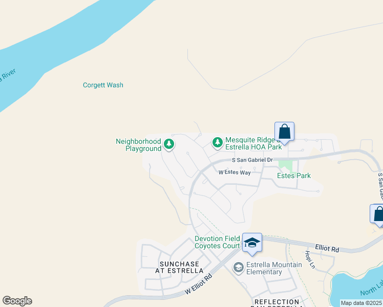 map of restaurants, bars, coffee shops, grocery stores, and more near 18484 West Piedmont Road in Goodyear