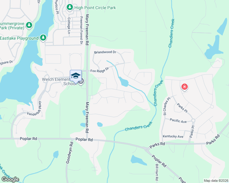 map of restaurants, bars, coffee shops, grocery stores, and more near 67 Ashton Place in Newnan