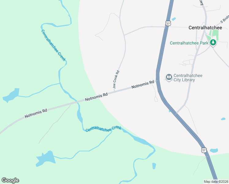 map of restaurants, bars, coffee shops, grocery stores, and more near 568 Notnomis Road in Centralhatchee