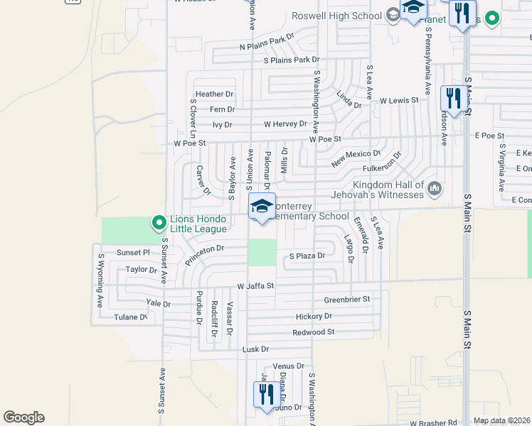 map of restaurants, bars, coffee shops, grocery stores, and more near 899 West Gayle Street in Roswell