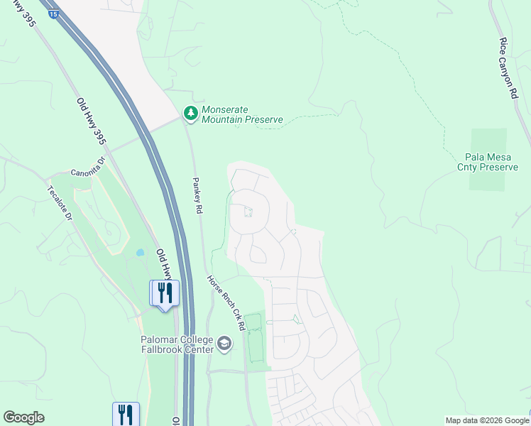 map of restaurants, bars, coffee shops, grocery stores, and more near 338 Ventasso Way in Fallbrook