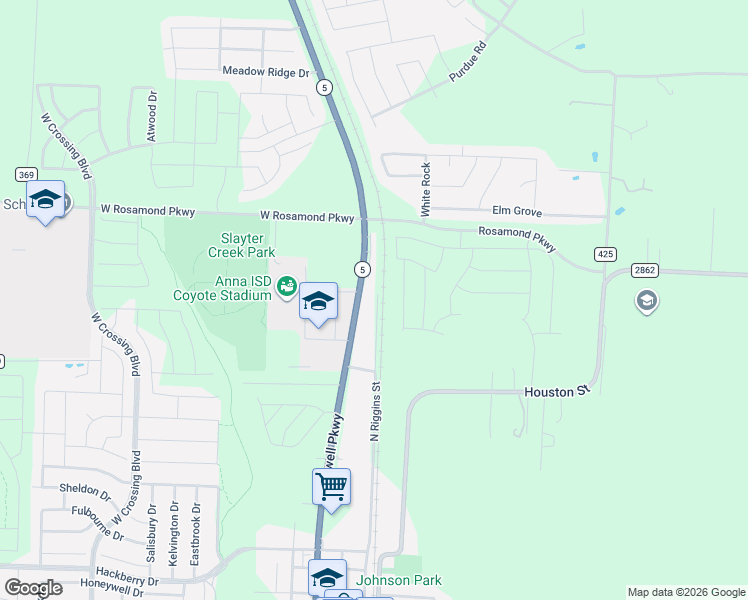 map of restaurants, bars, coffee shops, grocery stores, and more near 1404 North Powell Parkway in Anna