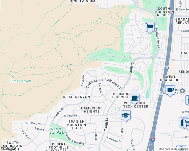 map of restaurants, bars, coffee shops, grocery stores, and more near 4508 East Monte Way in Phoenix
