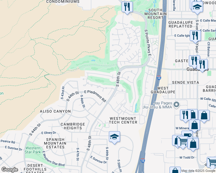 map of restaurants, bars, coffee shops, grocery stores, and more near 4718 East Monte Way in Phoenix