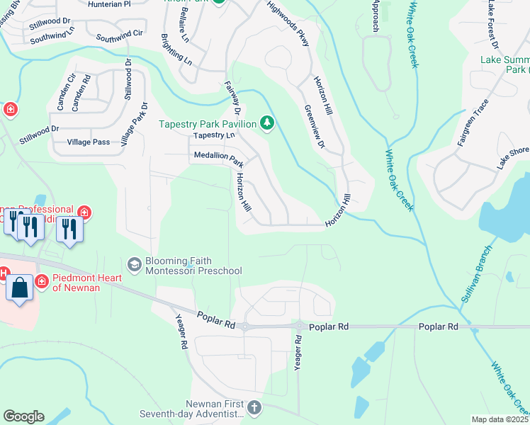 map of restaurants, bars, coffee shops, grocery stores, and more near 53 Green Spring in Newnan