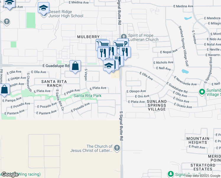 map of restaurants, bars, coffee shops, grocery stores, and more near 2949 South Tobin in Mesa