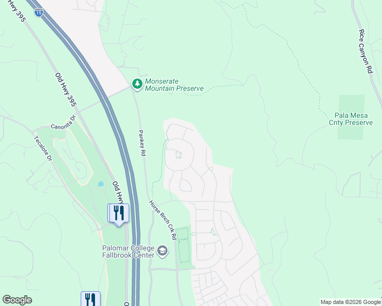 map of restaurants, bars, coffee shops, grocery stores, and more near 338 Ventasso Way in Fallbrook