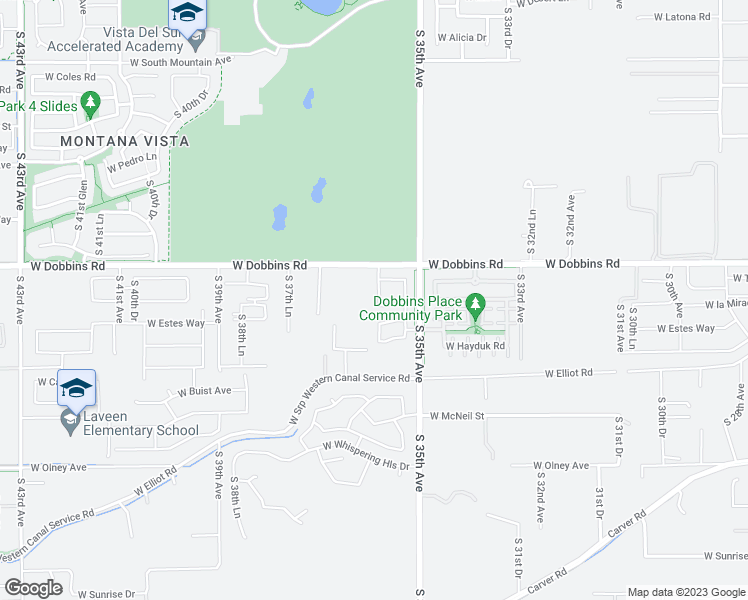 map of restaurants, bars, coffee shops, grocery stores, and more near 9310 South 35th Glen in Laveen
