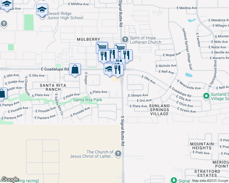 map of restaurants, bars, coffee shops, grocery stores, and more near 2949 South Tobin in Mesa
