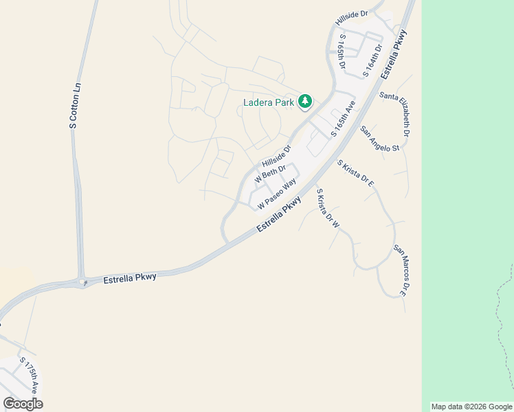 map of restaurants, bars, coffee shops, grocery stores, and more near 16856 West Thurman Drive in Goodyear