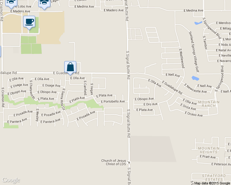 map of restaurants, bars, coffee shops, grocery stores, and more near 2949 South Tobin in Mesa