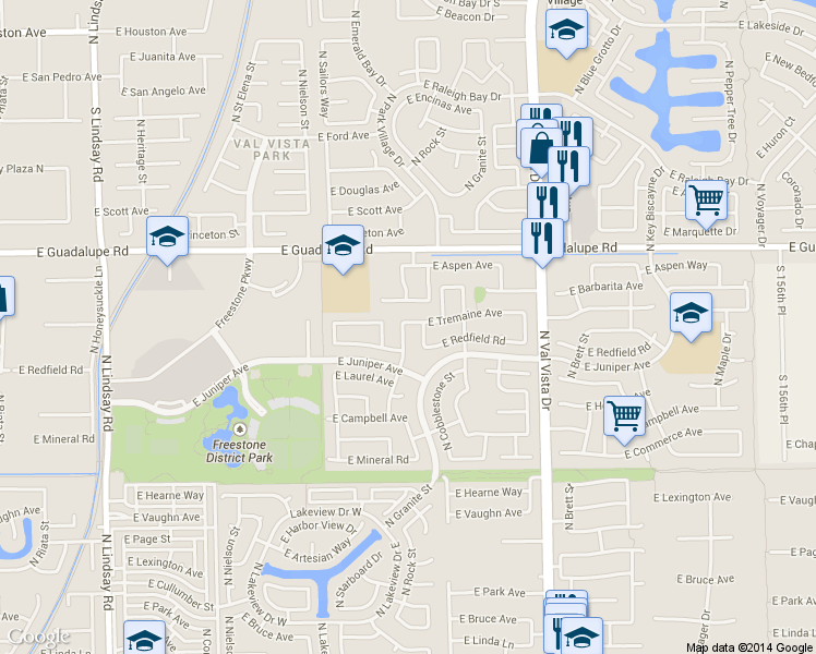 map of restaurants, bars, coffee shops, grocery stores, and more near 633 North Marble Street in Gilbert