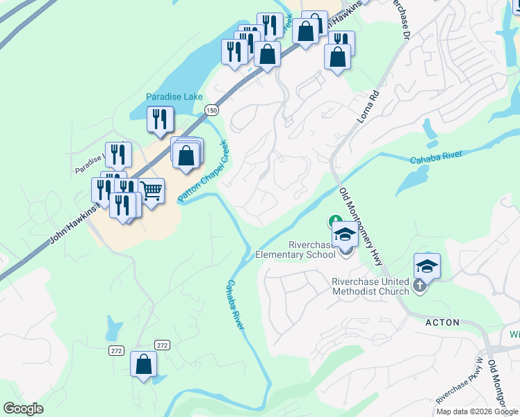map of restaurants, bars, coffee shops, grocery stores, and more near 813 Crowne Reserve Drive in Hoover