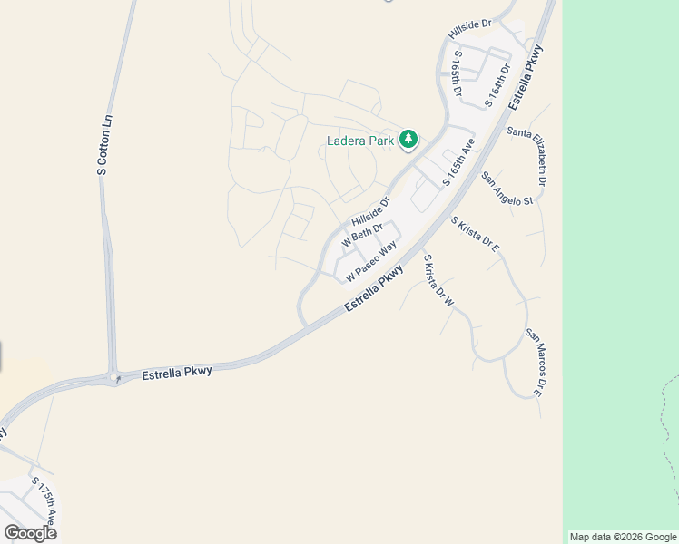 map of restaurants, bars, coffee shops, grocery stores, and more near 16856 West Thurman Drive in Goodyear