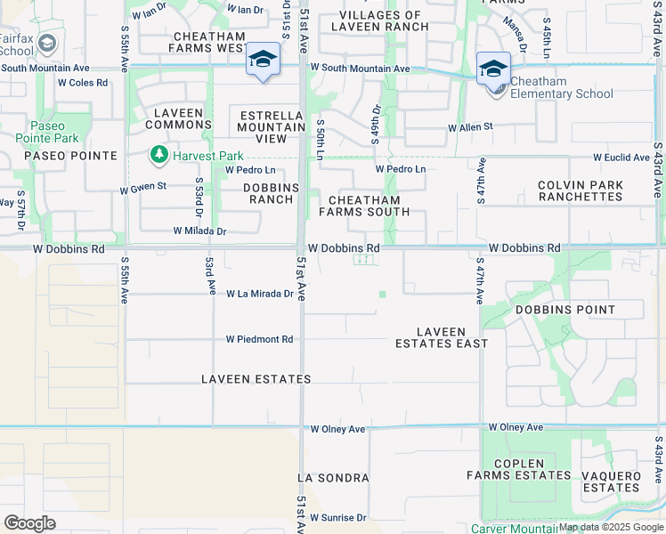 map of restaurants, bars, coffee shops, grocery stores, and more near 5001 West Dobbins Road in Maricopa County