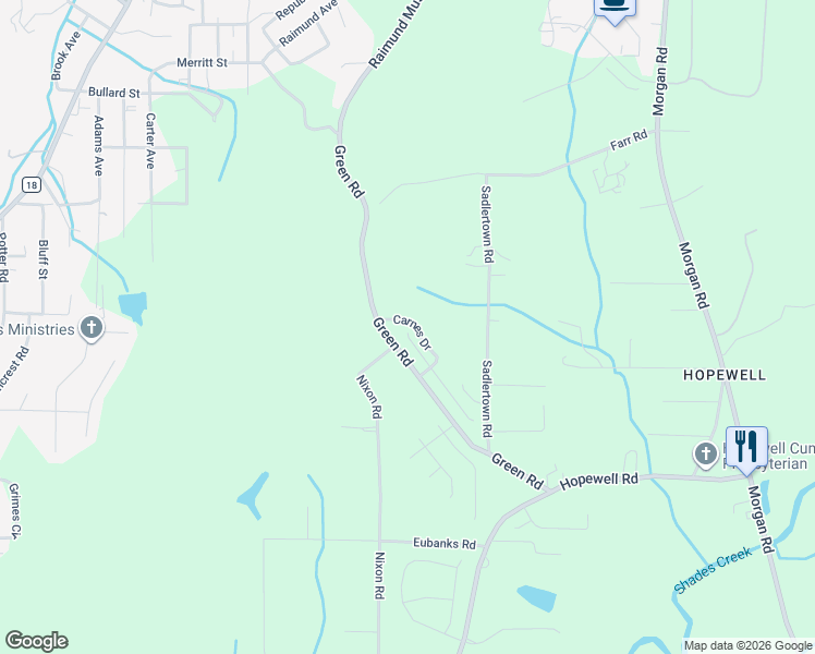 map of restaurants, bars, coffee shops, grocery stores, and more near 1991 Nixon Road in Bessemer