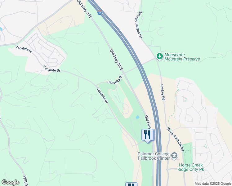 map of restaurants, bars, coffee shops, grocery stores, and more near 4125 Pinehurst Court in Fallbrook