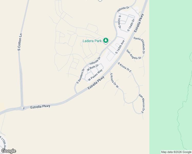 map of restaurants, bars, coffee shops, grocery stores, and more near 9187 South 168th Avenue in Goodyear