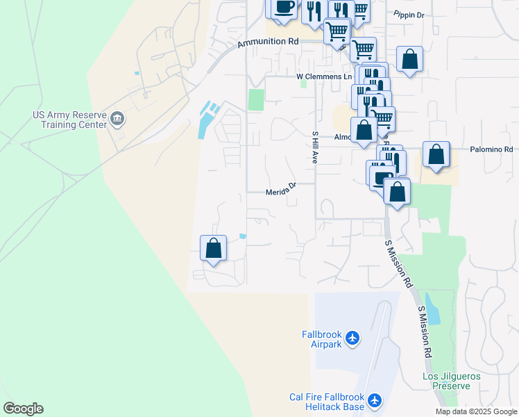 map of restaurants, bars, coffee shops, grocery stores, and more near 442 Cancun Court in Fallbrook