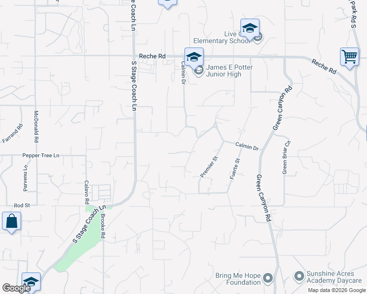map of restaurants, bars, coffee shops, grocery stores, and more near 1623 Ranchwood Lane in Fallbrook