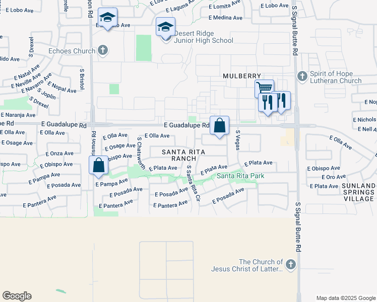 map of restaurants, bars, coffee shops, grocery stores, and more near in Mesa
