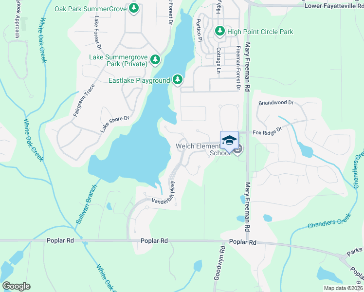 map of restaurants, bars, coffee shops, grocery stores, and more near 19 Vanderbilt Pointe Way in Newnan