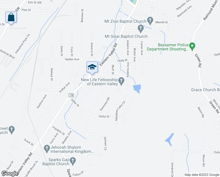 map of restaurants, bars, coffee shops, grocery stores, and more near 708 Drake Avenue in Bessemer