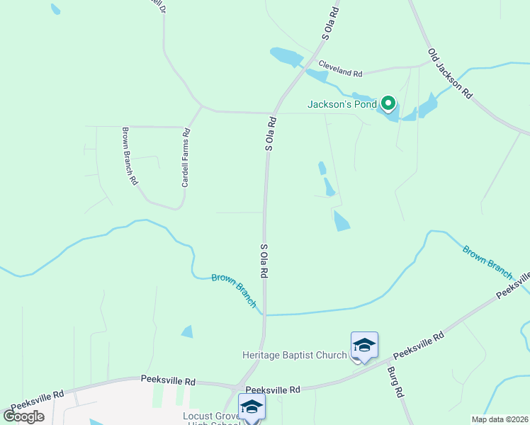 map of restaurants, bars, coffee shops, grocery stores, and more near 100 Homestead Way in Locust Grove