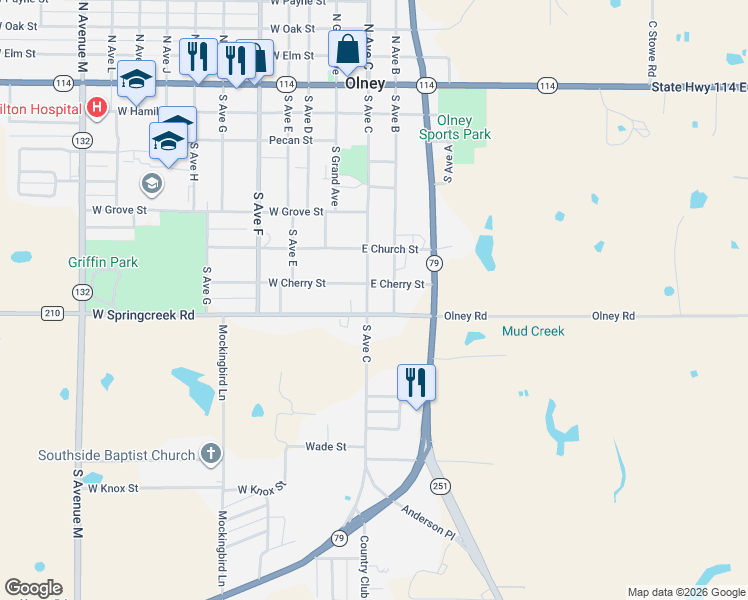 map of restaurants, bars, coffee shops, grocery stores, and more near 707 South Avenue C in Olney