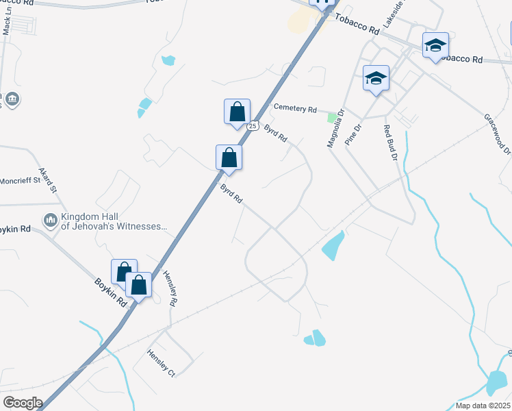 map of restaurants, bars, coffee shops, grocery stores, and more near 3720 Byrd Road in Augusta