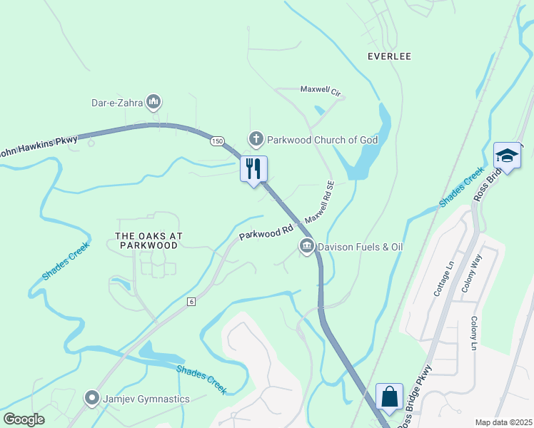 map of restaurants, bars, coffee shops, grocery stores, and more near 2018 Alabama 150 in Bessemer