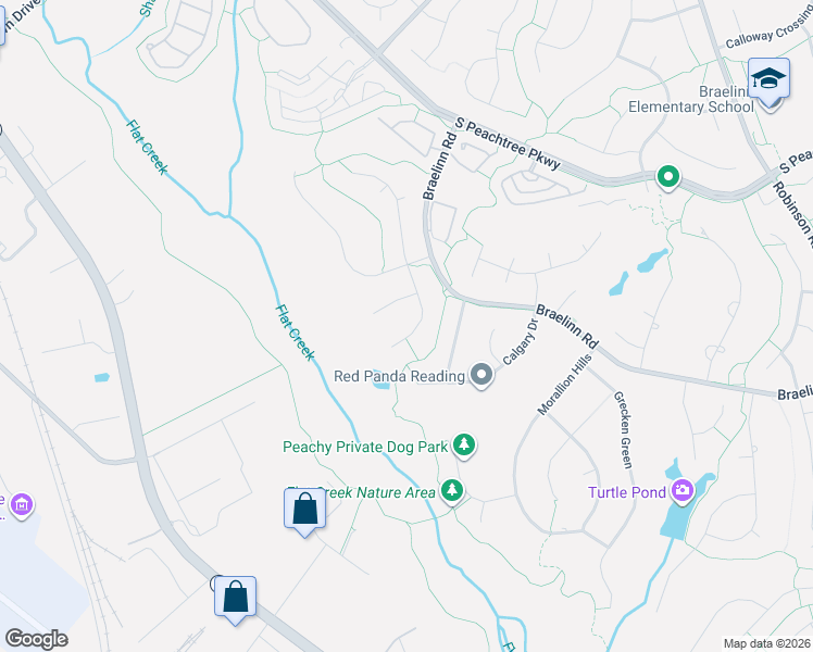 map of restaurants, bars, coffee shops, grocery stores, and more near 117 Wensley Cor in Peachtree City
