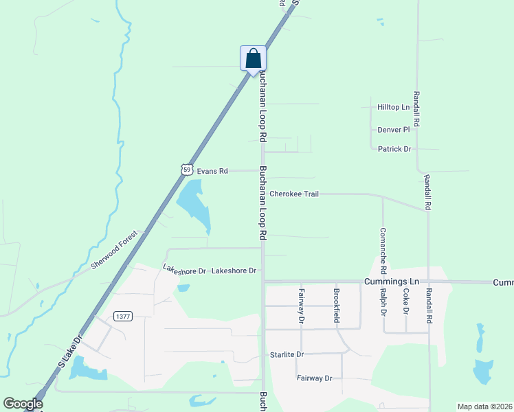 map of restaurants, bars, coffee shops, grocery stores, and more near 6629 Buchanan Loop Road in Texarkana