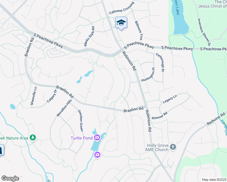 map of restaurants, bars, coffee shops, grocery stores, and more near 114 Tamerlane in Peachtree City