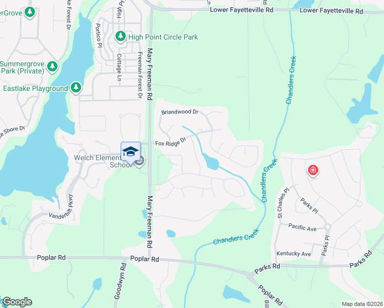 map of restaurants, bars, coffee shops, grocery stores, and more near 27 South York Drive in Newnan