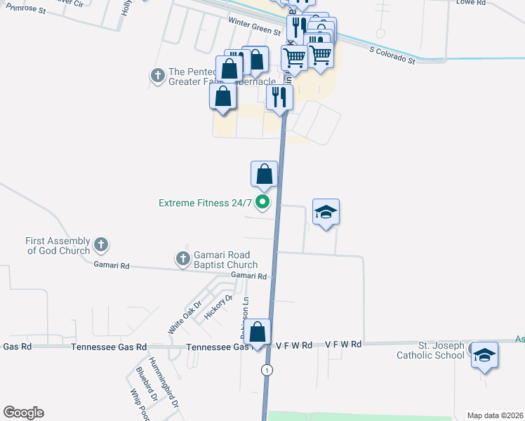 map of restaurants, bars, coffee shops, grocery stores, and more near 2007 Mississippi 1 in Greenville