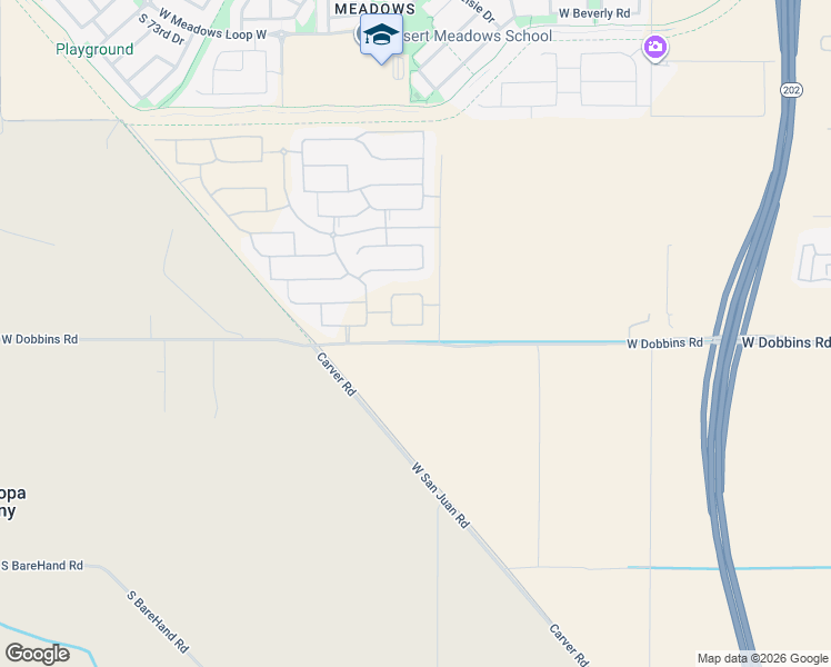 map of restaurants, bars, coffee shops, grocery stores, and more near 6760 West Dobbins Road in Phoenix