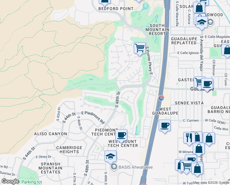 map of restaurants, bars, coffee shops, grocery stores, and more near 4810 East Paseo Way in Phoenix