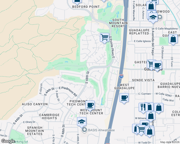 map of restaurants, bars, coffee shops, grocery stores, and more near 4810 East Paseo Way in Phoenix