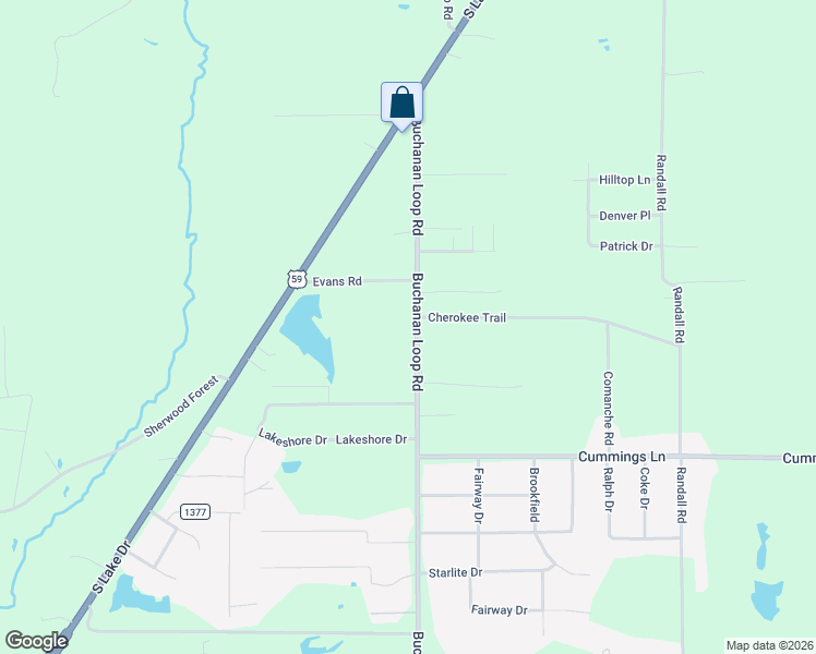 map of restaurants, bars, coffee shops, grocery stores, and more near 6629 Buchanan Loop Road in Texarkana