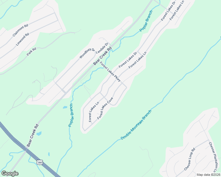 map of restaurants, bars, coffee shops, grocery stores, and more near 5967 Forest Lakes Cove in Sterrett