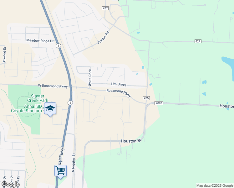 map of restaurants, bars, coffee shops, grocery stores, and more near 529 Waterhouse Lake Drive in Anna