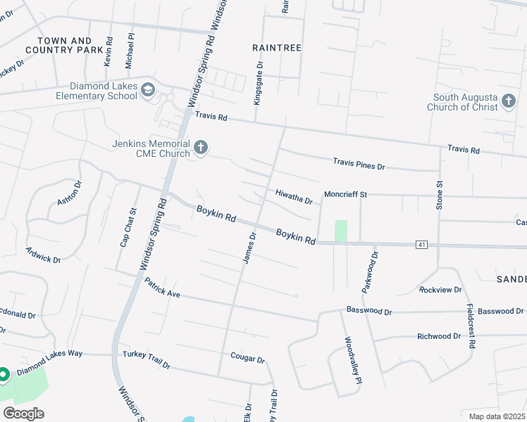 map of restaurants, bars, coffee shops, grocery stores, and more near 2383 Boykin Road in Augusta
