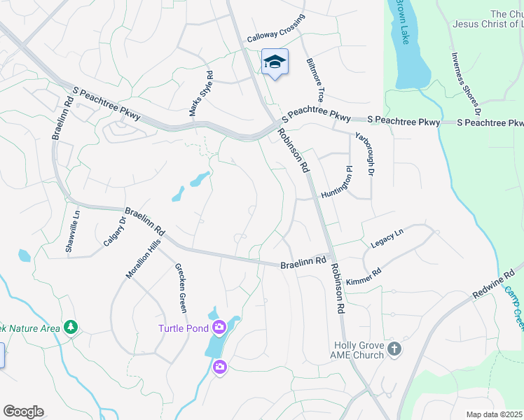 map of restaurants, bars, coffee shops, grocery stores, and more near 114 Tamerlane in Peachtree City