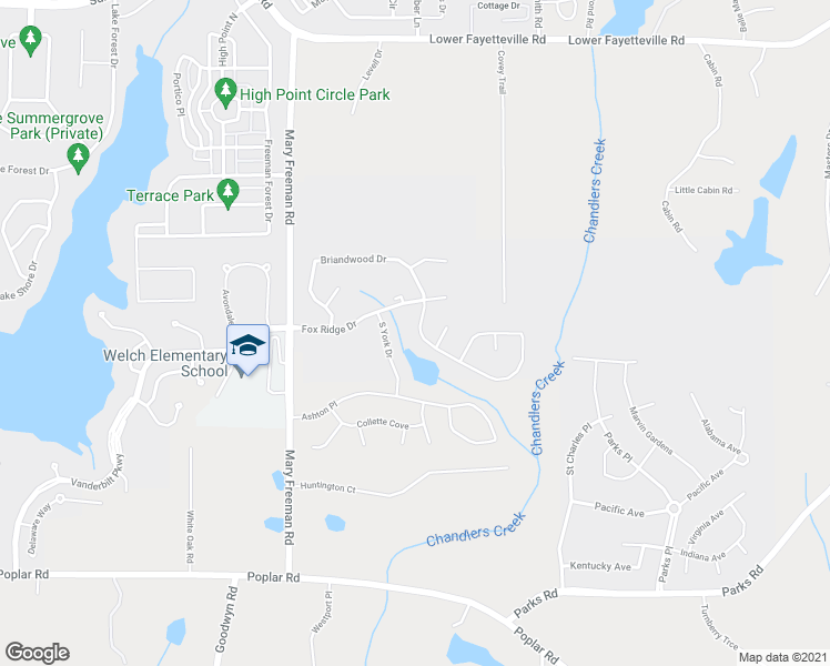 map of restaurants, bars, coffee shops, grocery stores, and more near 169 Briandwood Drive in Newnan